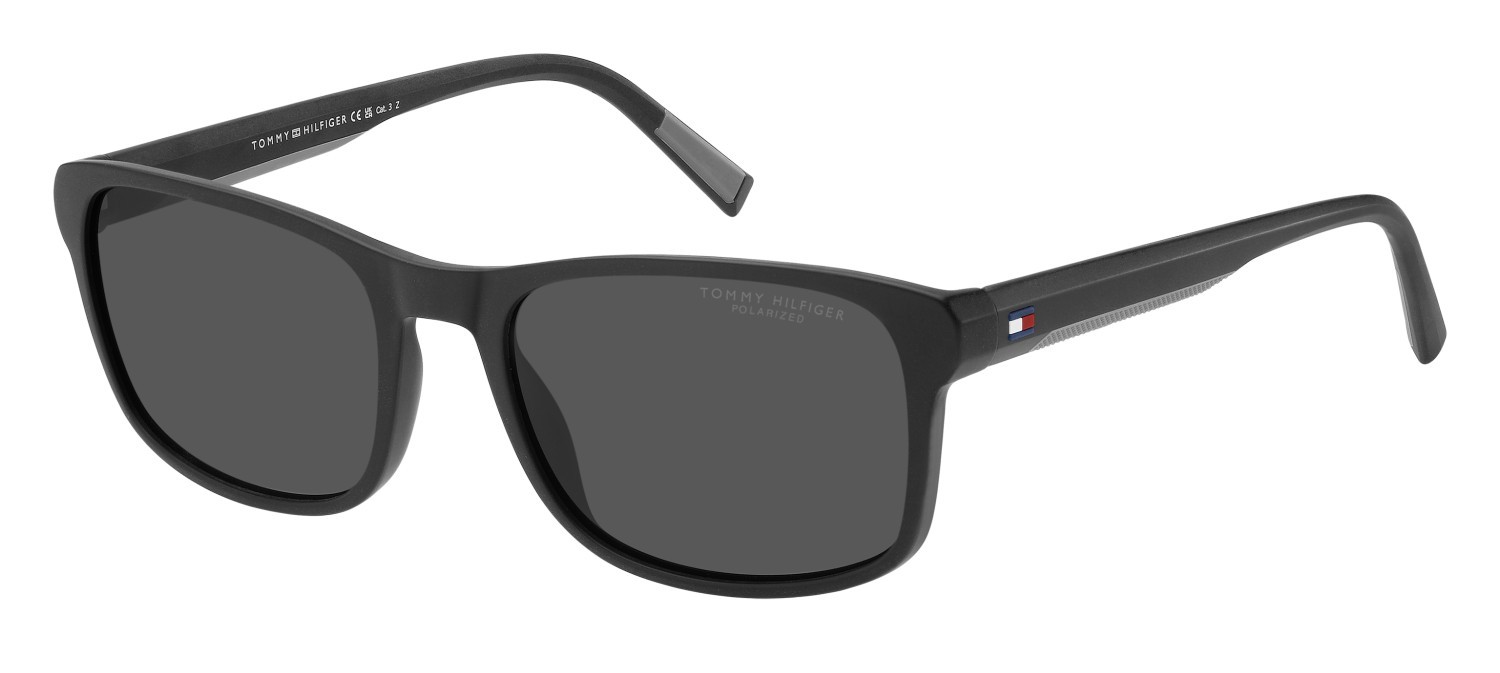 Sunglasses Tommy Hilfiger Th 2325/S 208681 807 M9 color black shape rectangle lenses grey polarized