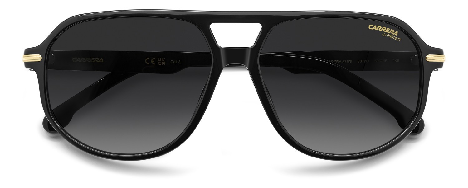 Sonnenbrillen Carrera 375/S 208706 807 9O farbe black form navigator gläser dark grey shaded