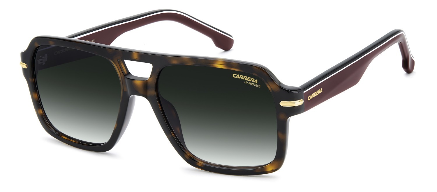 Sonnenbrillen Carrera 377/S 208708 086 9K farbe havana form quadratisch gläser green shaded