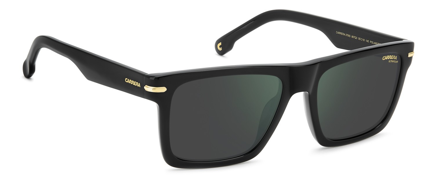 Sunglasses Carrera 378/S 208709 807 Q3 color black shape rectangle lenses greengrey sp pz hight contrast antirefle