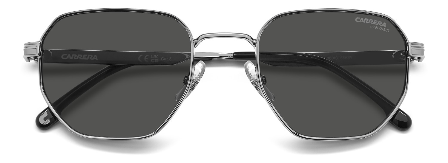 Sunglasses Carrera 380/S 208710 85K IR color ruthenium black shape square lenses grey
