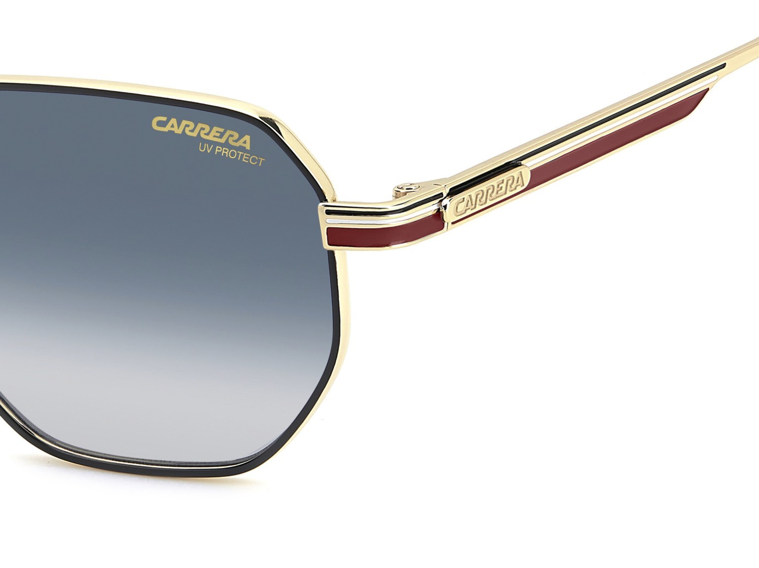 Sonnenbrillen Carrera 380/S 208710 W3J 08 farbe gold striped red form quadratisch gläser dk blue shaded