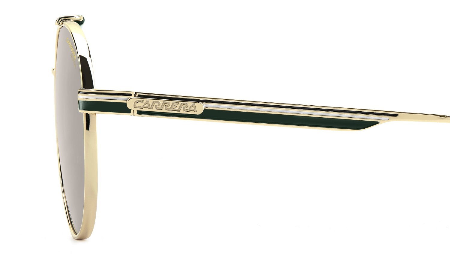 Sunglasses Carrera 381/S 208711 PEF 7O color gold green shape round lenses grey polarized