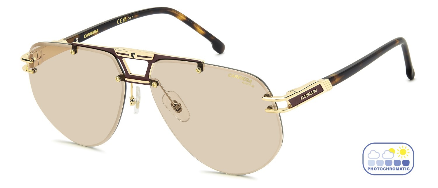 Sonnenbrillen Carrera 1087/S 208715 06J II farbe gold havana form rechteckig gläser brown photochromatic antireflex