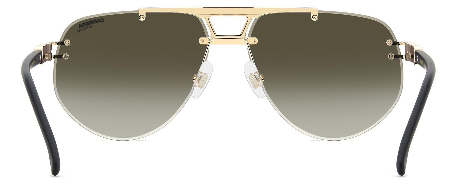 Sunglasses Carrera 1087/S 208715 I46 D6 color matte black gold shape rectangular lenses green shaded gold mirror antirefex