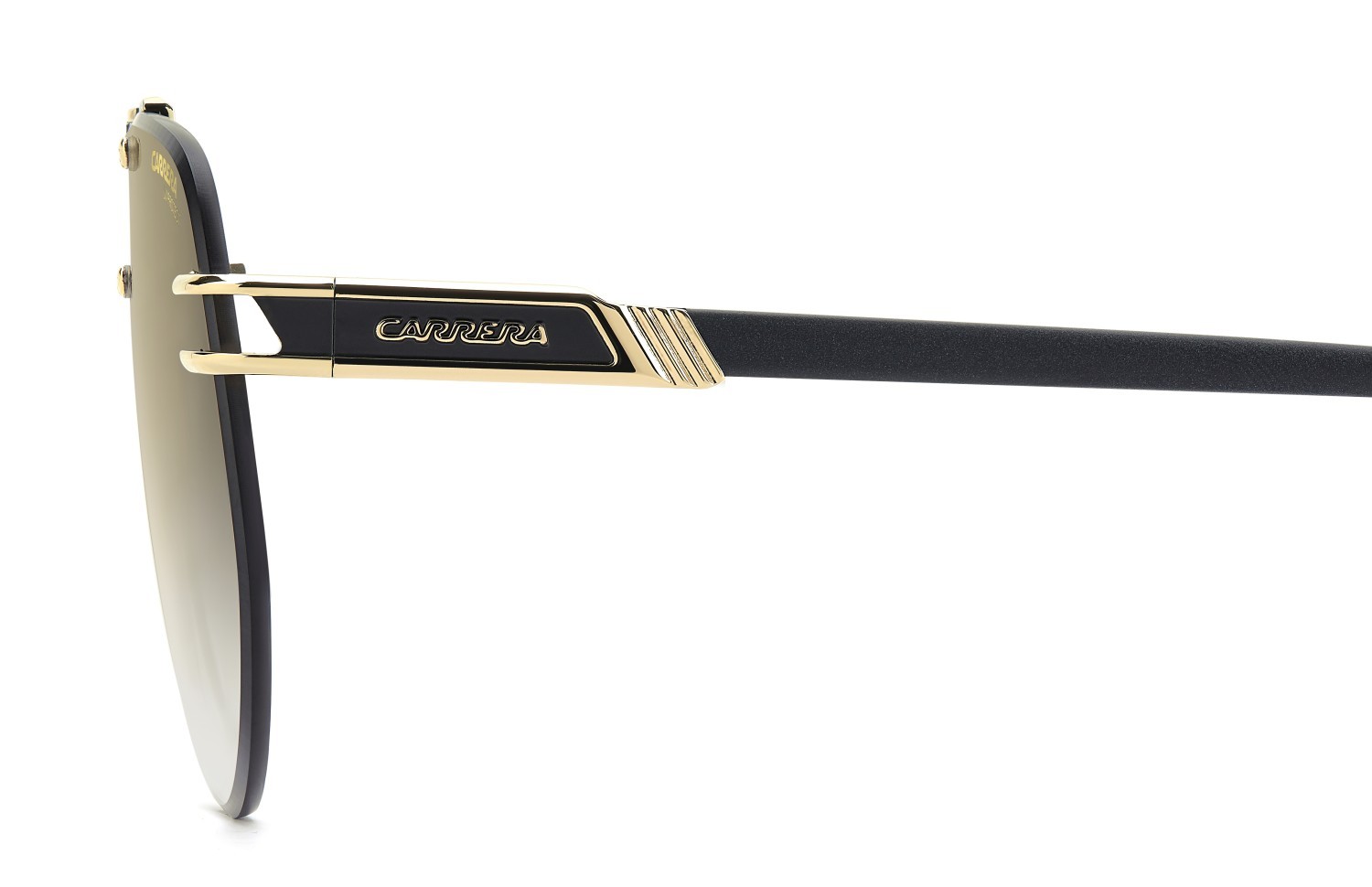 Sunglasses Carrera 1087/S 208715 I46 D6 color matte black gold shape rectangular lenses green shaded gold mirror antirefex