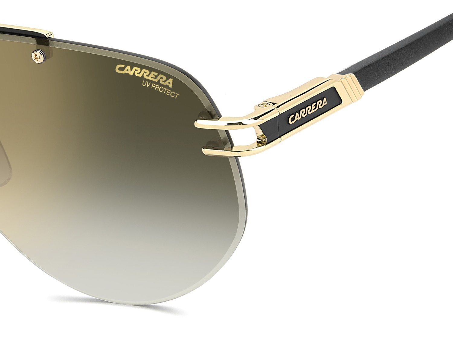 Sunglasses Carrera 1087/S 208715 I46 D6 color matte black gold shape rectangular lenses green shaded gold mirror antirefex