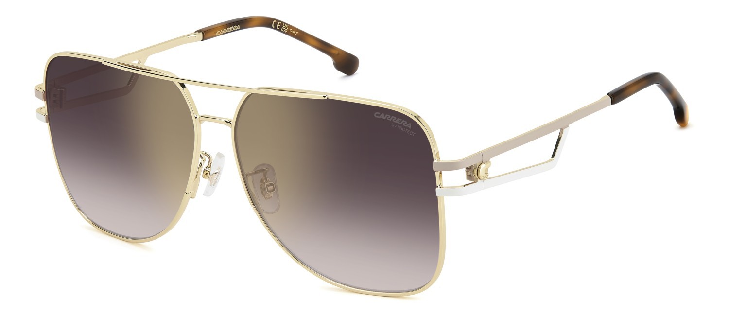 Occhiali da sole Carrera 3100/S 208725 24W YK colore gold beige havana forma quadrato lenti gold mirror on burgundy shaded