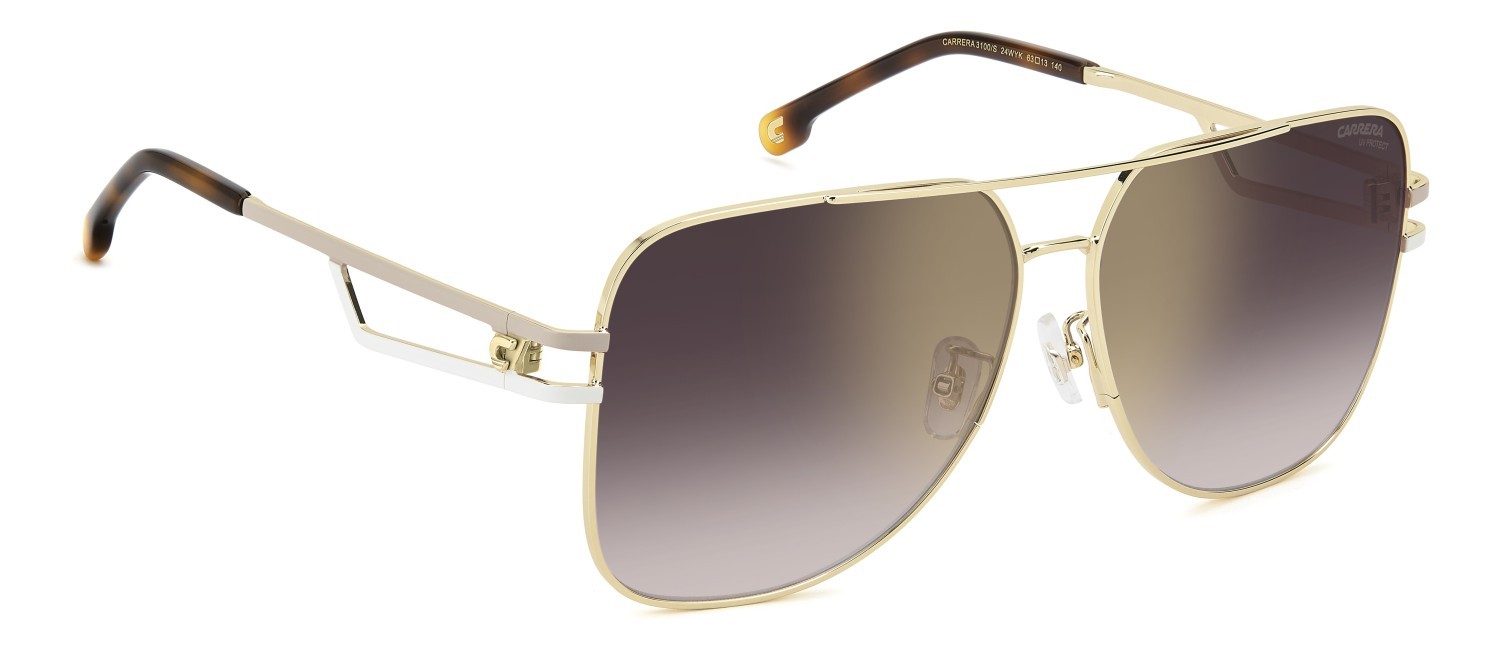 Occhiali da sole Carrera 3100/S 208725 24W YK colore gold beige havana forma quadrato lenti gold mirror on burgundy shaded