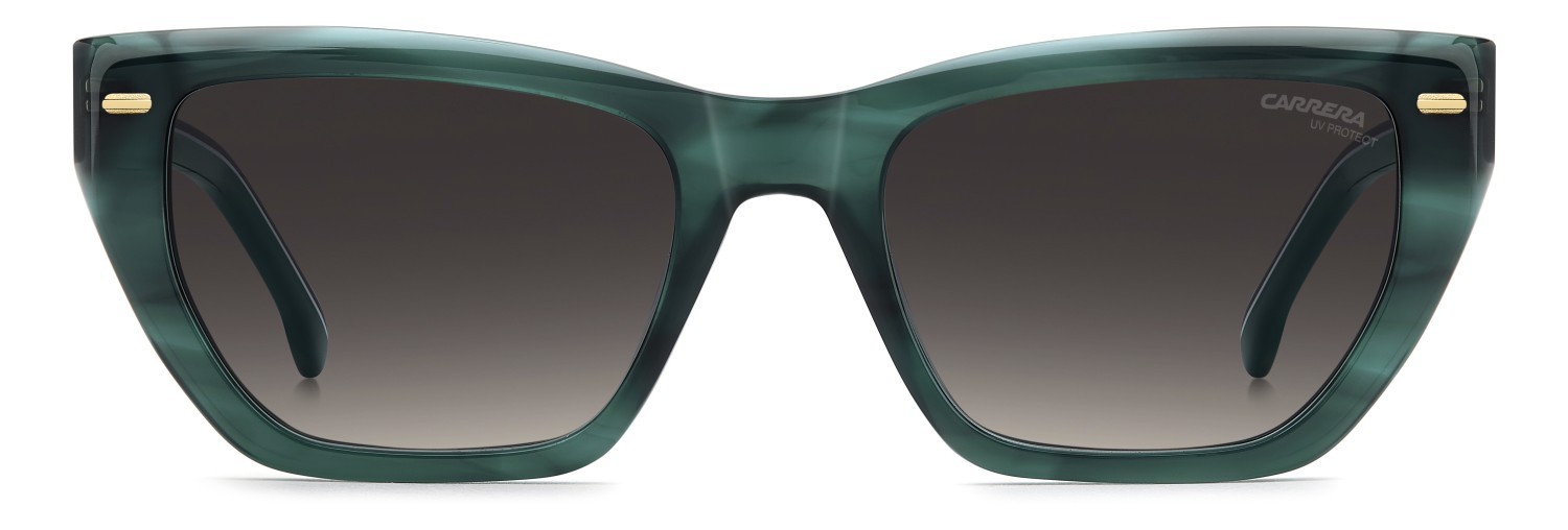 Occhiali da sole Carrera 3081/S 208732 6AK 9O colore green horn forma rettangolare lenti dark grey shaded