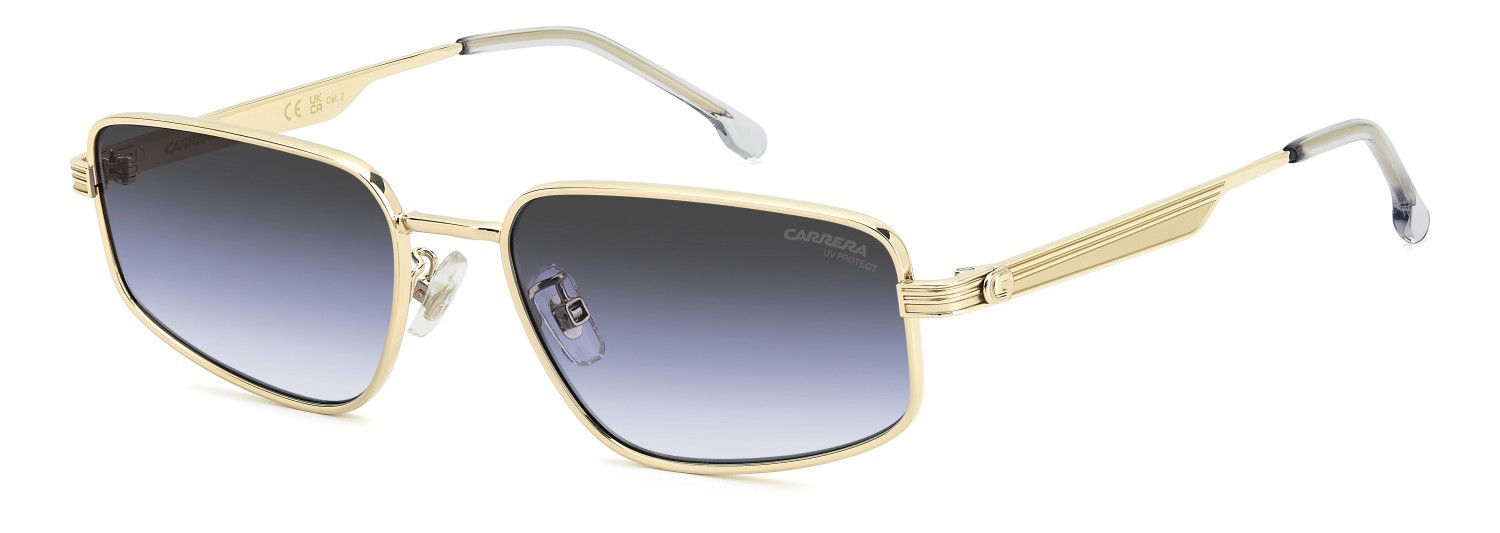 Occhiali da sole Carrera 3087/S 208733 J5G GB colore gold forma rettangolare lenti grey azure