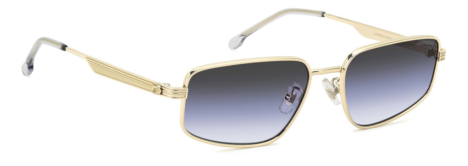 Occhiali da sole Carrera 3087/S 208733 J5G GB colore gold forma rettangolare lenti grey azure