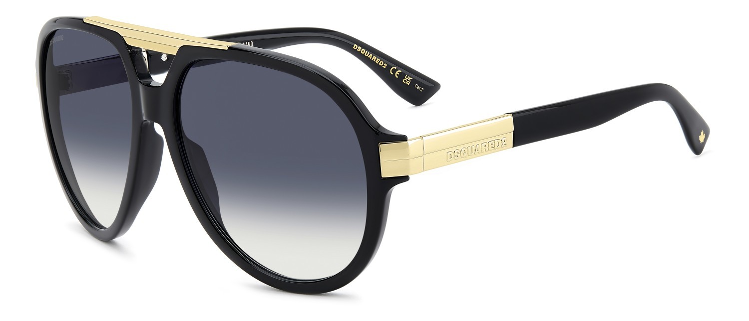 Occhiali da sole Dsquared2 D2 0196/S 208774 807 08 colore black forma aviator lenti dk blue shaded