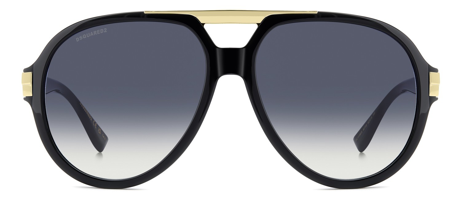 Occhiali da sole Dsquared2 D2 0196/S 208774 807 08 colore black forma aviator lenti dk blue shaded