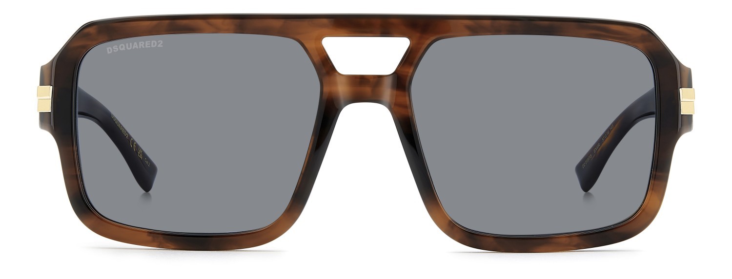 Occhiali da sole Dsquared2 D2 0197/S 208775 EX4 IR colore brown horn forma navigator lenti grey