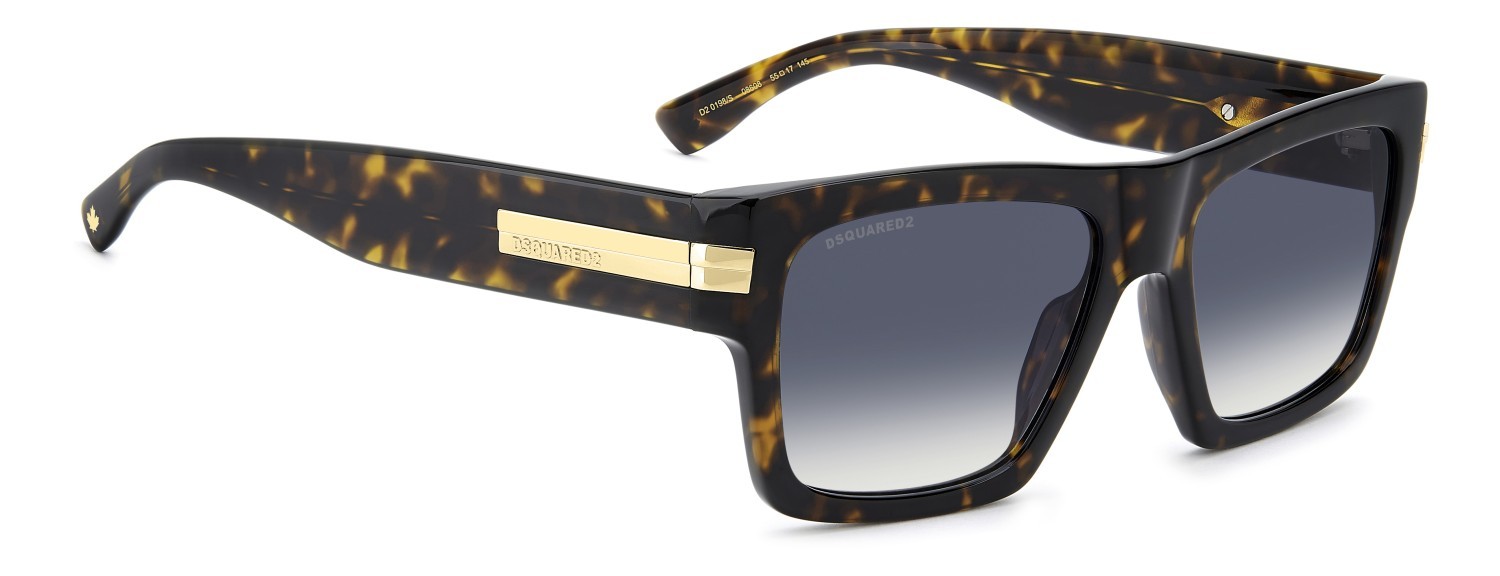 Occhiali da sole Dsquared2 D2 0198/S 208776 086 08 colore havana forma quadrato lenti dk blue shaded