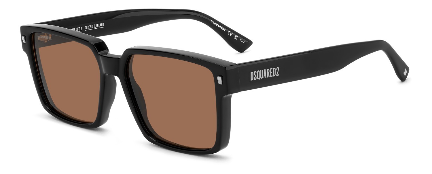 Occhiali da sole Dsquared2 D2 0202/G 208777 807 70 colore black forma quadrato lenti brown
