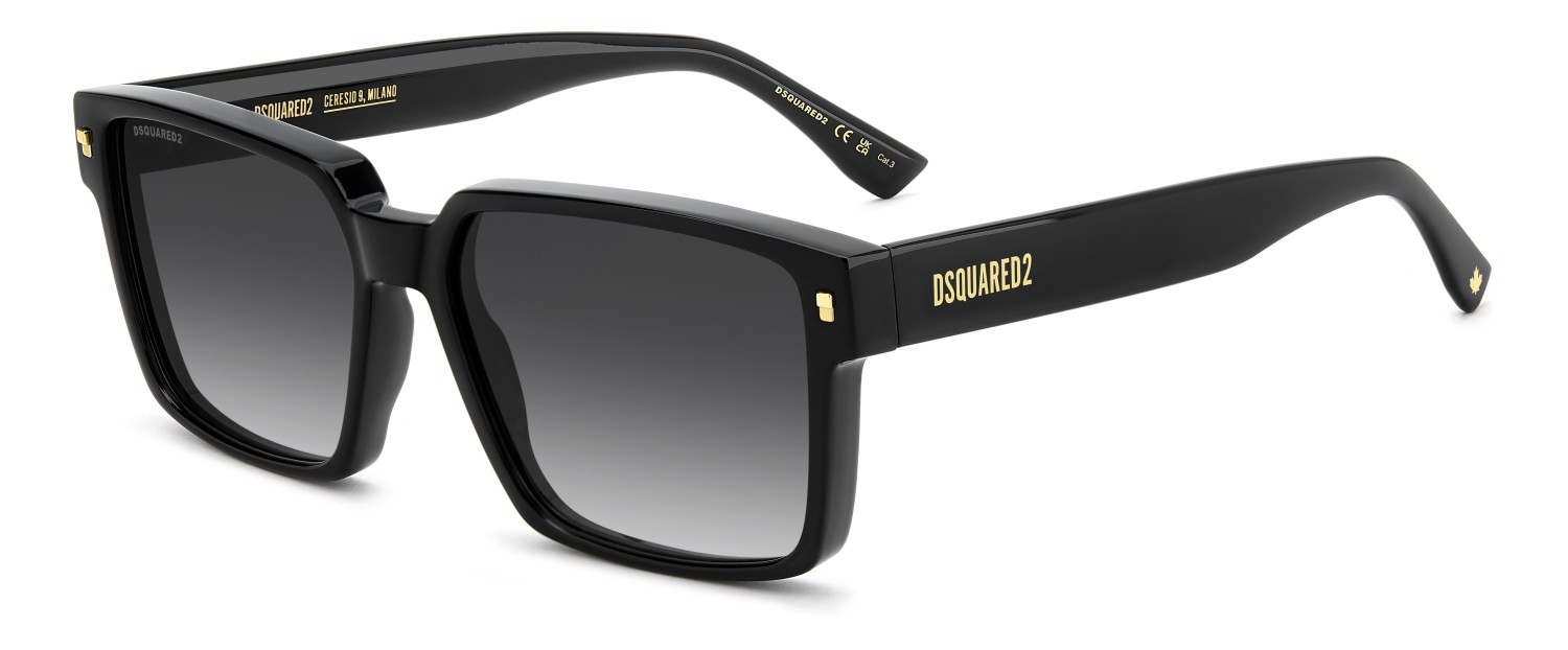 Occhiali da sole Dsquared2 D2 0202/G 208777 807 9O colore black forma quadrato lenti dark grey shaded