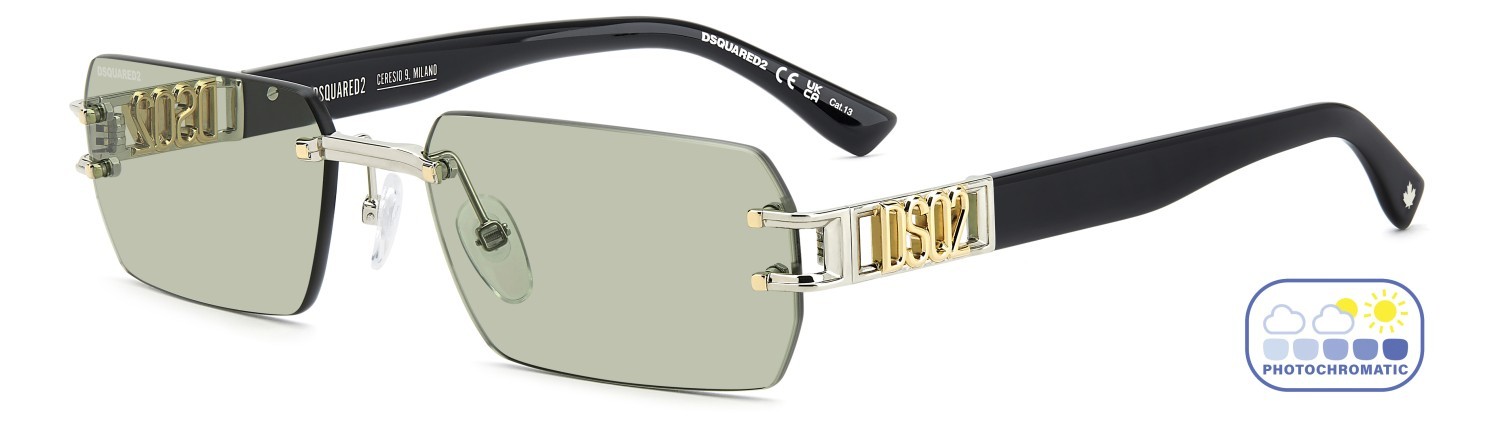 Occhiali da sole Dsquared2 D2 0189/S 208778 I20 GP colore gold palladium forma rettangolare lenti green photocromatic