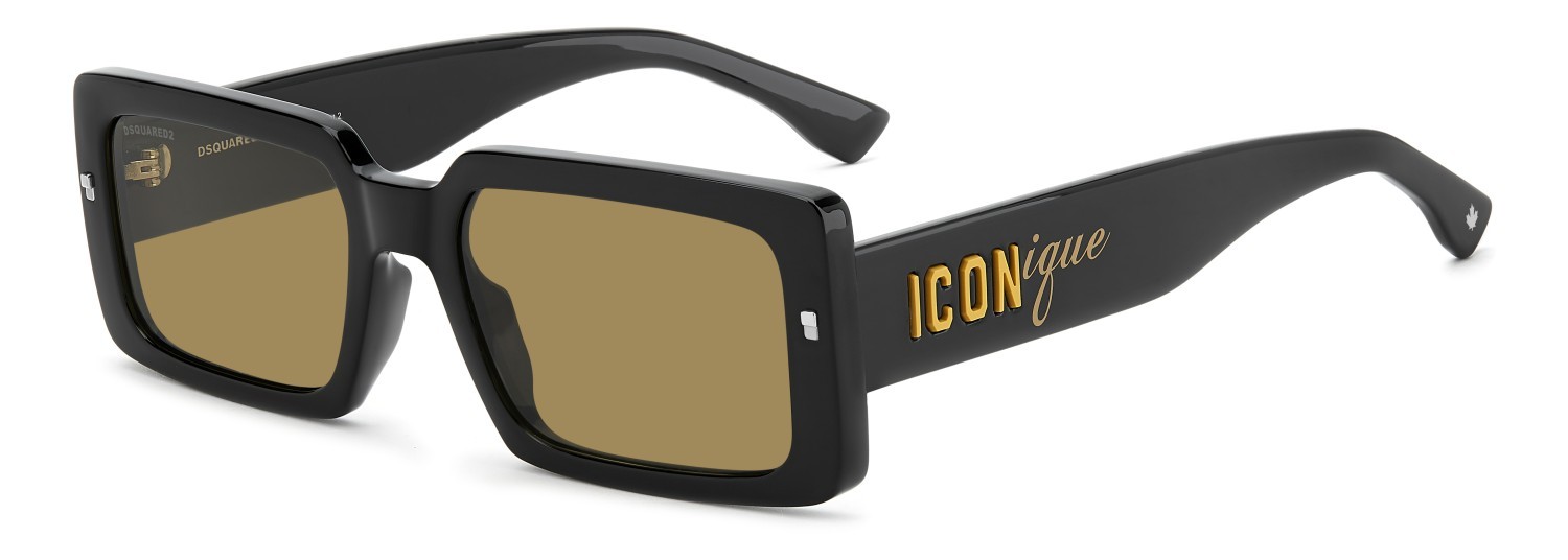 Sunglasses Dsquared2 Icon 0029/S 208780 71C 70 color black yellow shape rectangle lenses brown