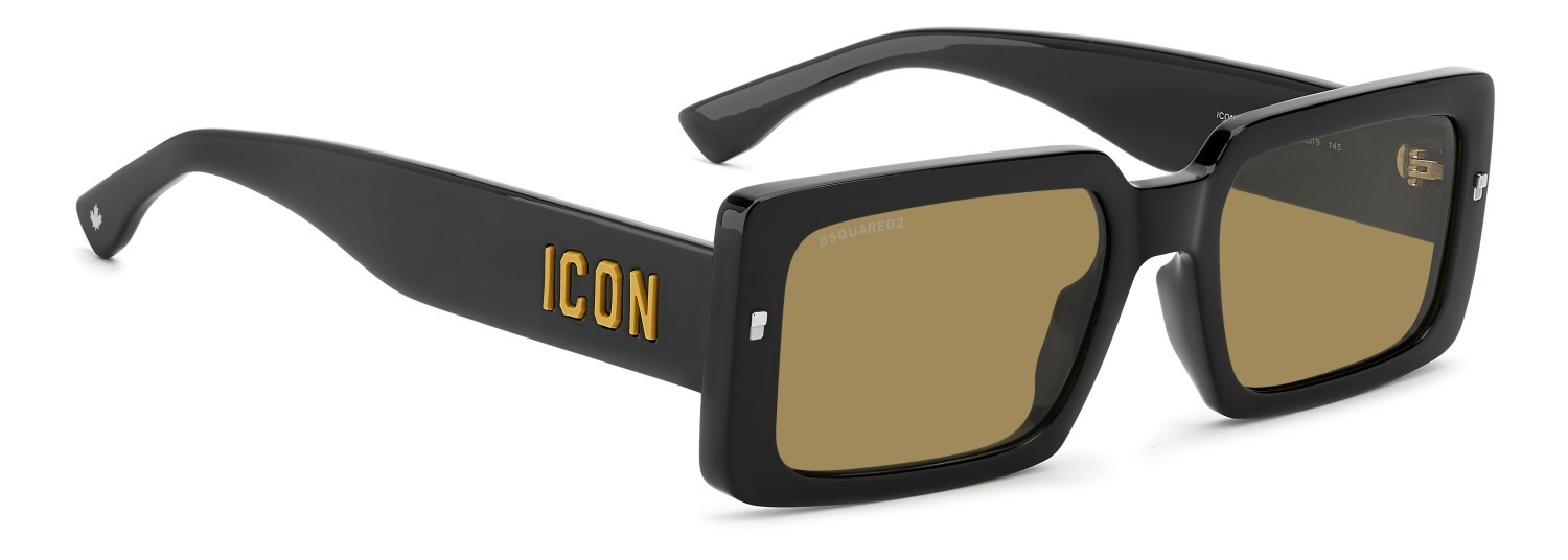 Sunglasses Dsquared2 Icon 0029/S 208780 71C 70 color black yellow shape rectangle lenses brown