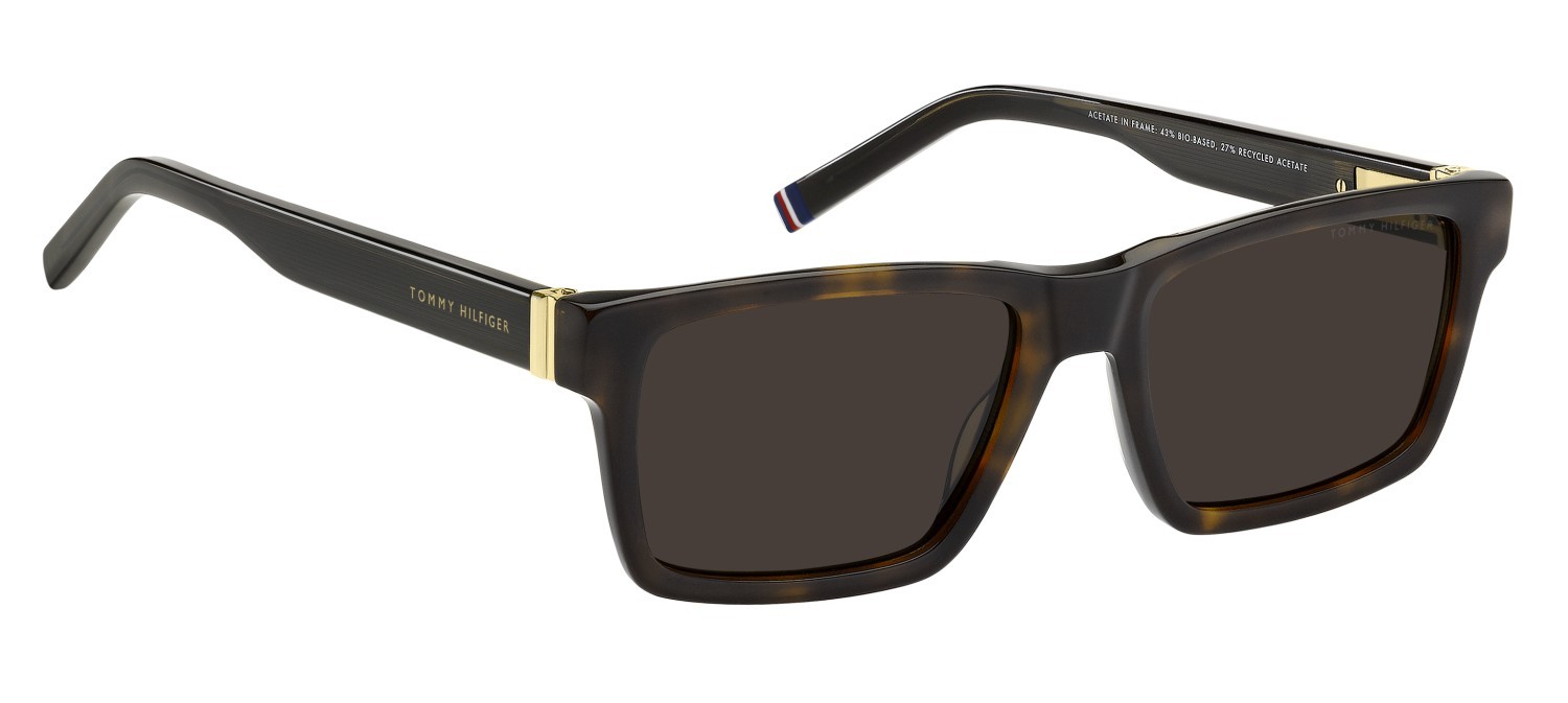 Sunglasses Tommy Hilfiger Th 2309/S 208782 086 70 color havana shape rectangle lenses brown