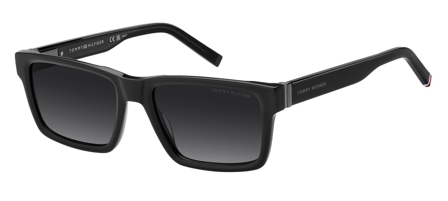 Occhiali da sole Tommy Hilfiger Th 2309/S 208782 807 9O colore black forma rettangolare lenti dark grey shaded