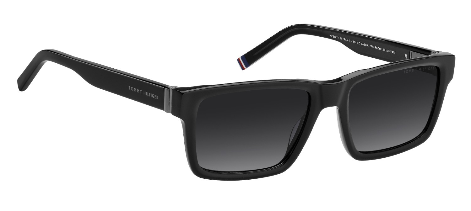 Occhiali da sole Tommy Hilfiger Th 2309/S 208782 807 9O colore black forma rettangolare lenti dark grey shaded