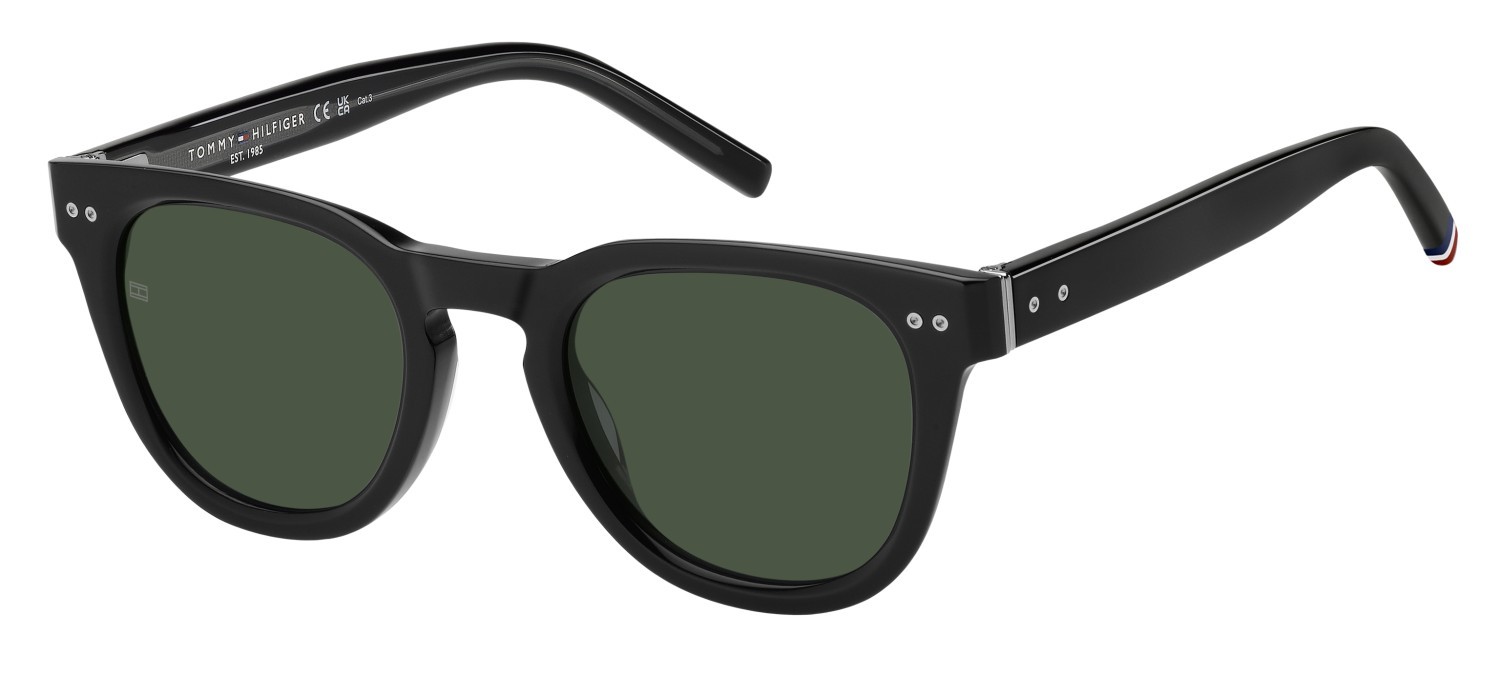Occhiali da sole Tommy Hilfiger Th 86/S 208784 807 QT colore black forma pantos lenti green