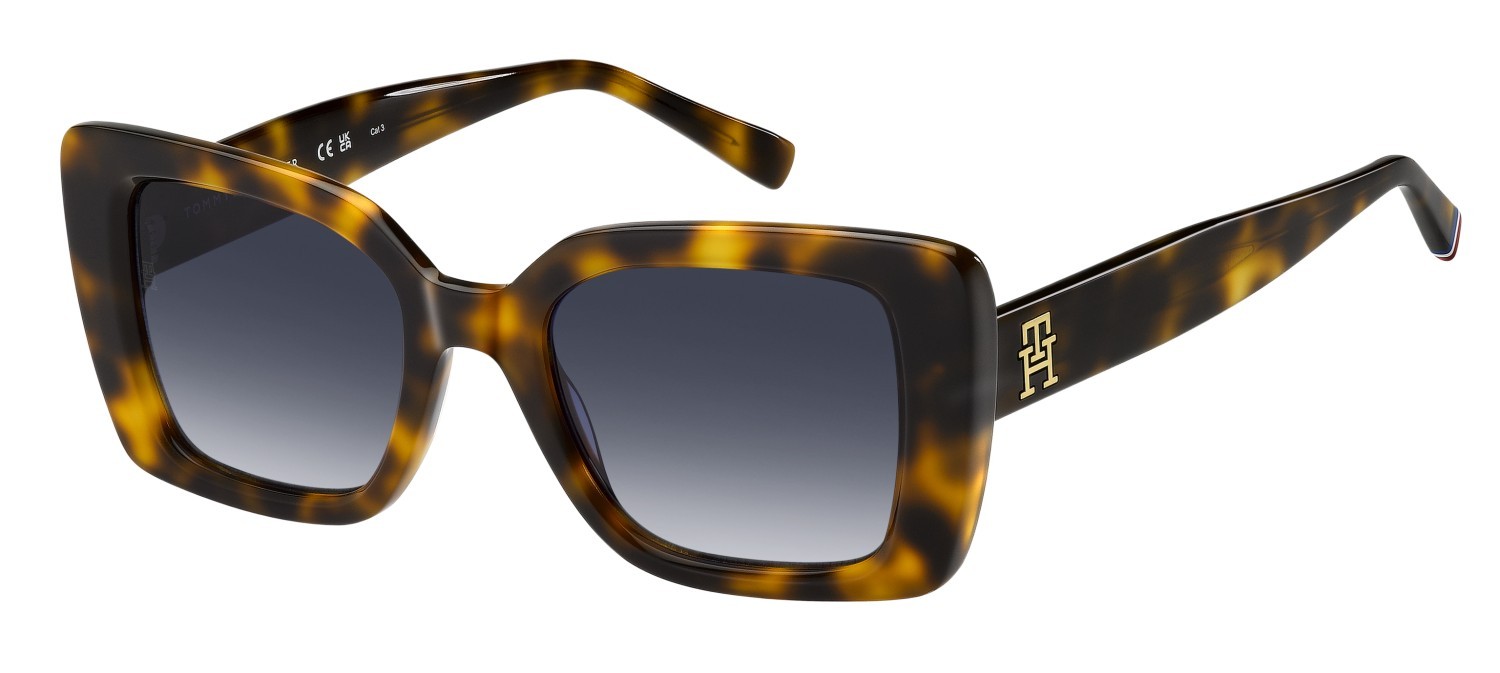 Sunglasses Tommy Hilfiger Th 2341/S 208785 05L 08 color havana 2 shape butterfly lenses dk blue shaded