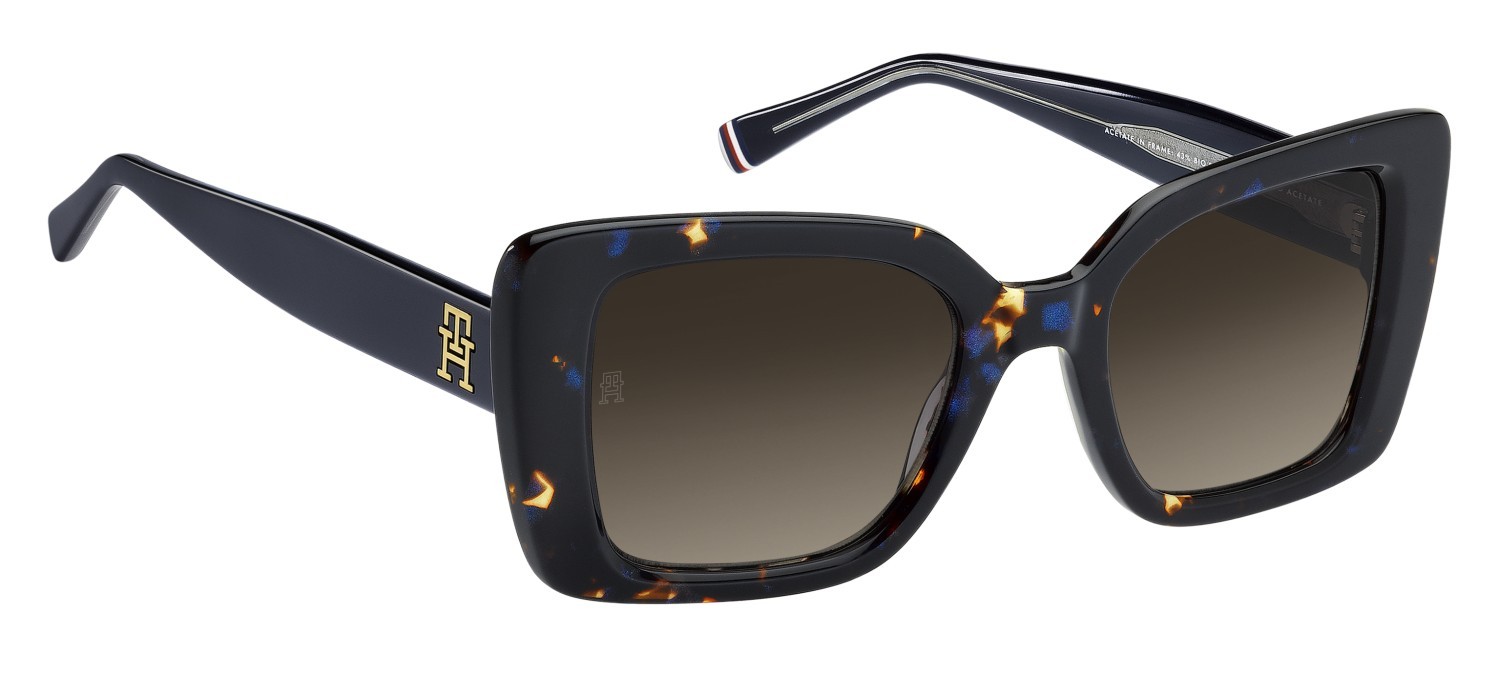 Occhiali da sole Tommy Hilfiger Th 2341/S 208785 IPR HA colore havana blue forma farfalla lenti brown shaded