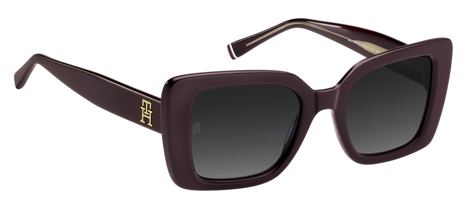 Occhiali da sole Tommy Hilfiger Th 2341/S 208785 LHF 9O colore burgundy 2 forma farfalla lenti dark grey shaded