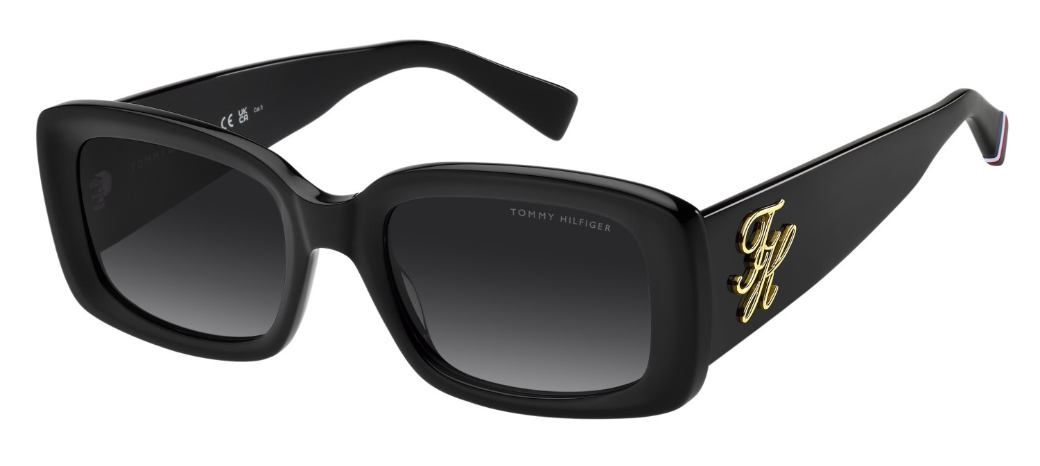 Occhiali da sole Tommy Hilfiger Th 2343/S 208786 807 9O colore black forma rettangolare lenti dark grey shaded