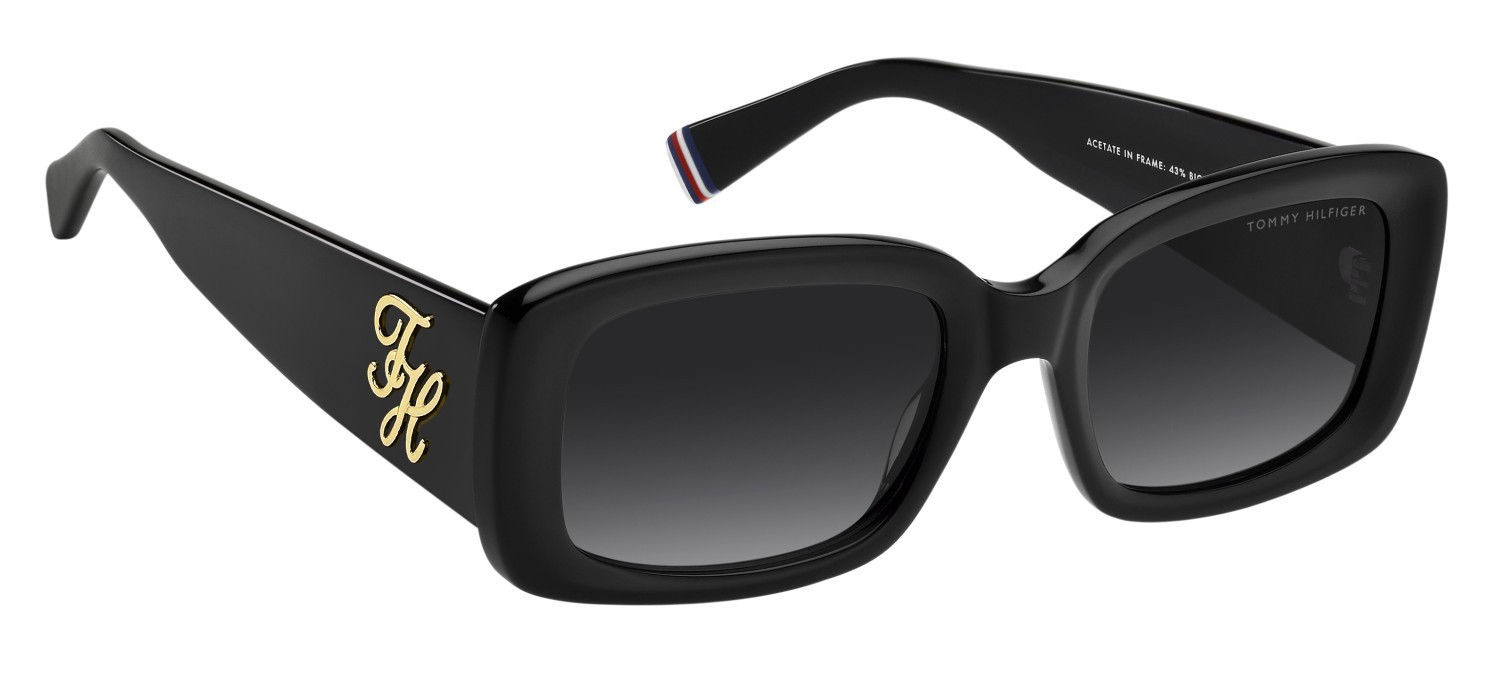 Occhiali da sole Tommy Hilfiger Th 2343/S 208786 807 9O colore black forma rettangolare lenti dark grey shaded