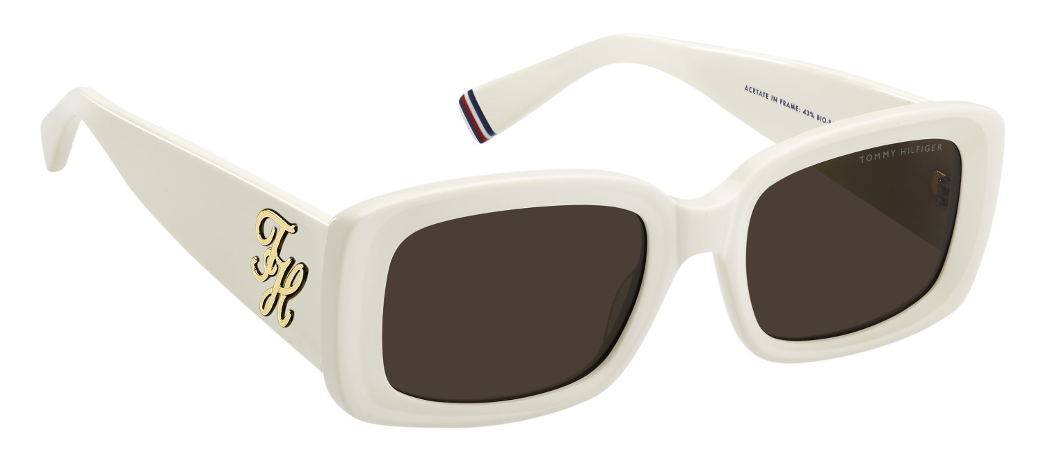 Sunglasses Tommy Hilfiger Th 2343/S 208786 SZJ 70 color ivory shape rectangle lenses brown
