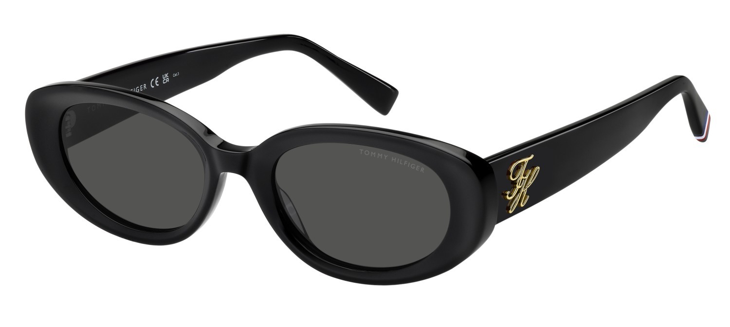 Occhiali da sole Tommy Hilfiger Th 2344/S 208787 807 IR colore black forma ovale lenti grey