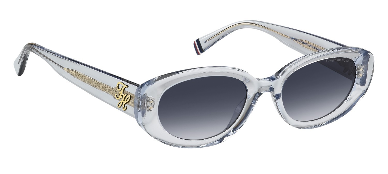 Occhiali da sole Tommy Hilfiger Th 2344/S 208787 MVU 08 colore azure forma ovale lenti dk blue shaded