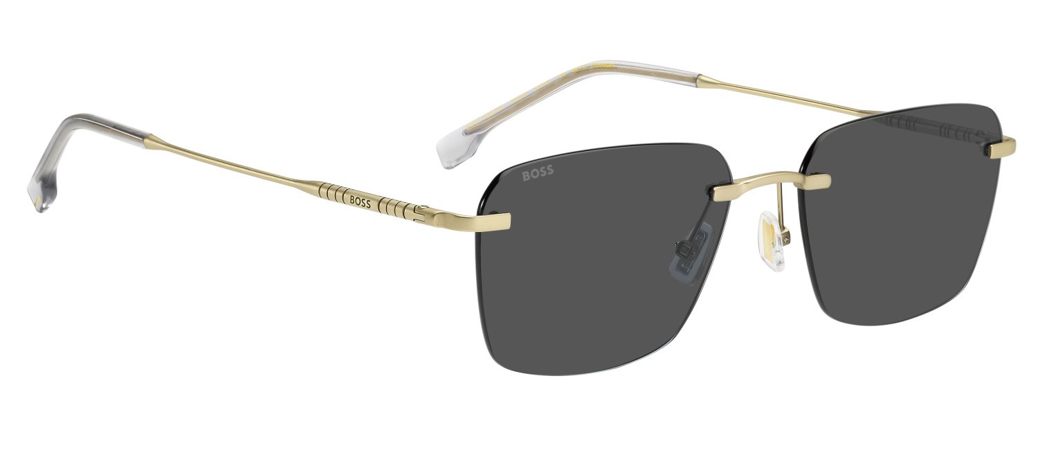 Sunglasses Hugo Boss 1925/F 208792 AOZ IR color matte gold shape square lenses grey