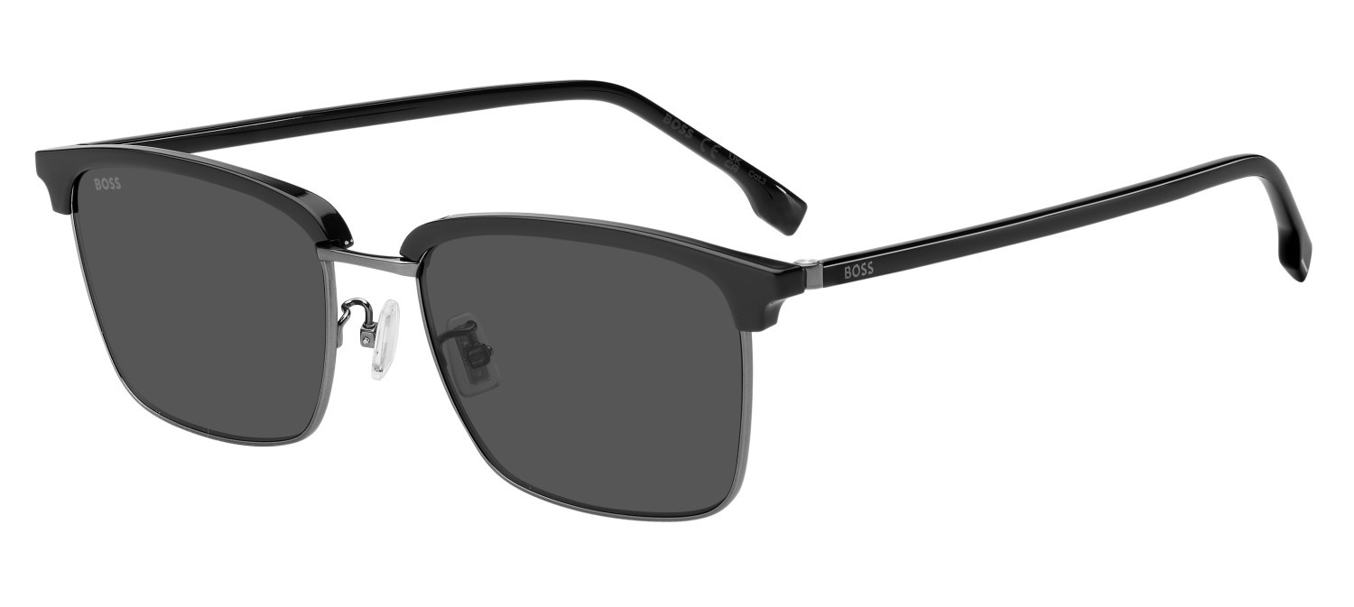 Occhiali da sole Hugo Boss 1929/F 208793 ANS IR colore black dark ruthenium forma rettangolare lenti grey