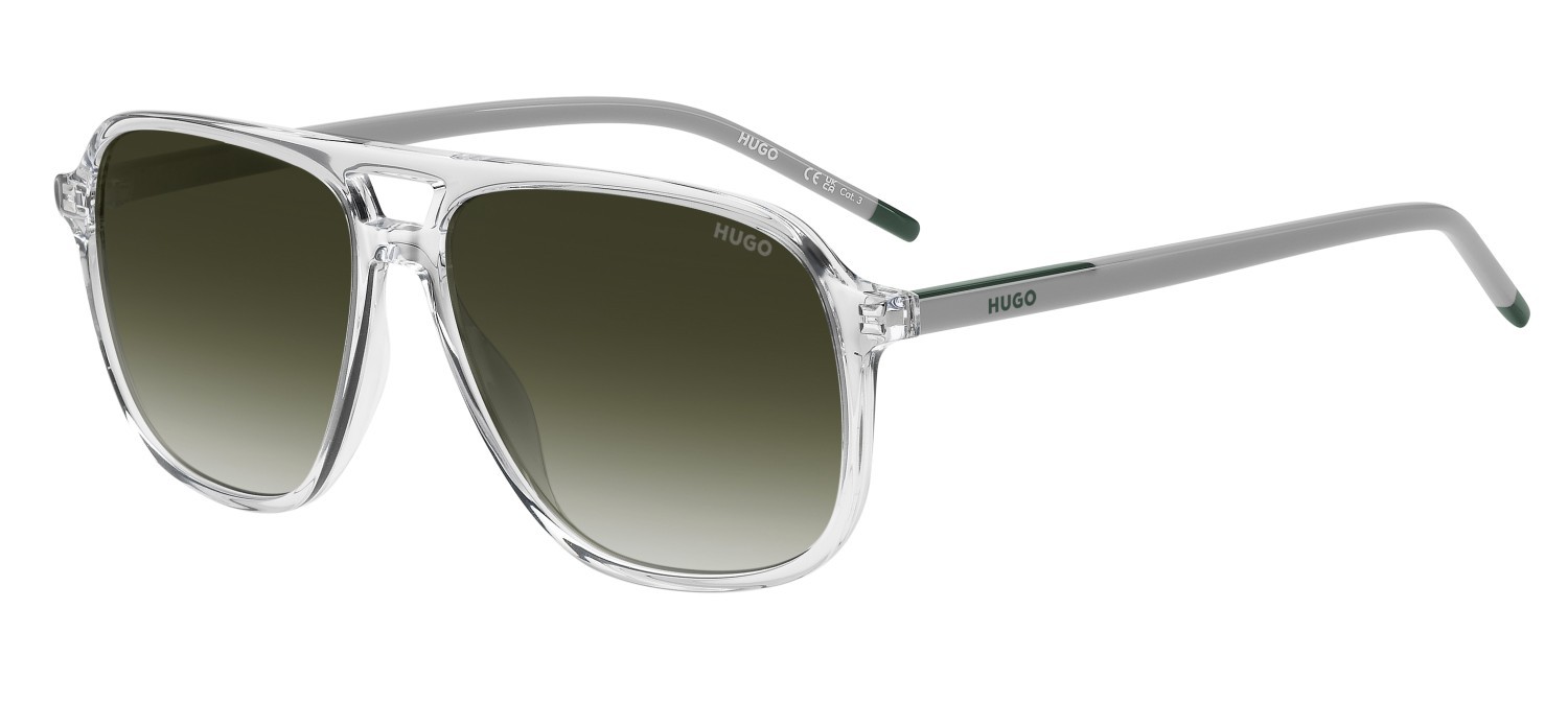 Sunglasses Hugo Hg 1398/S 208797 0OX 9K color crystal green shape square lenses green shaded