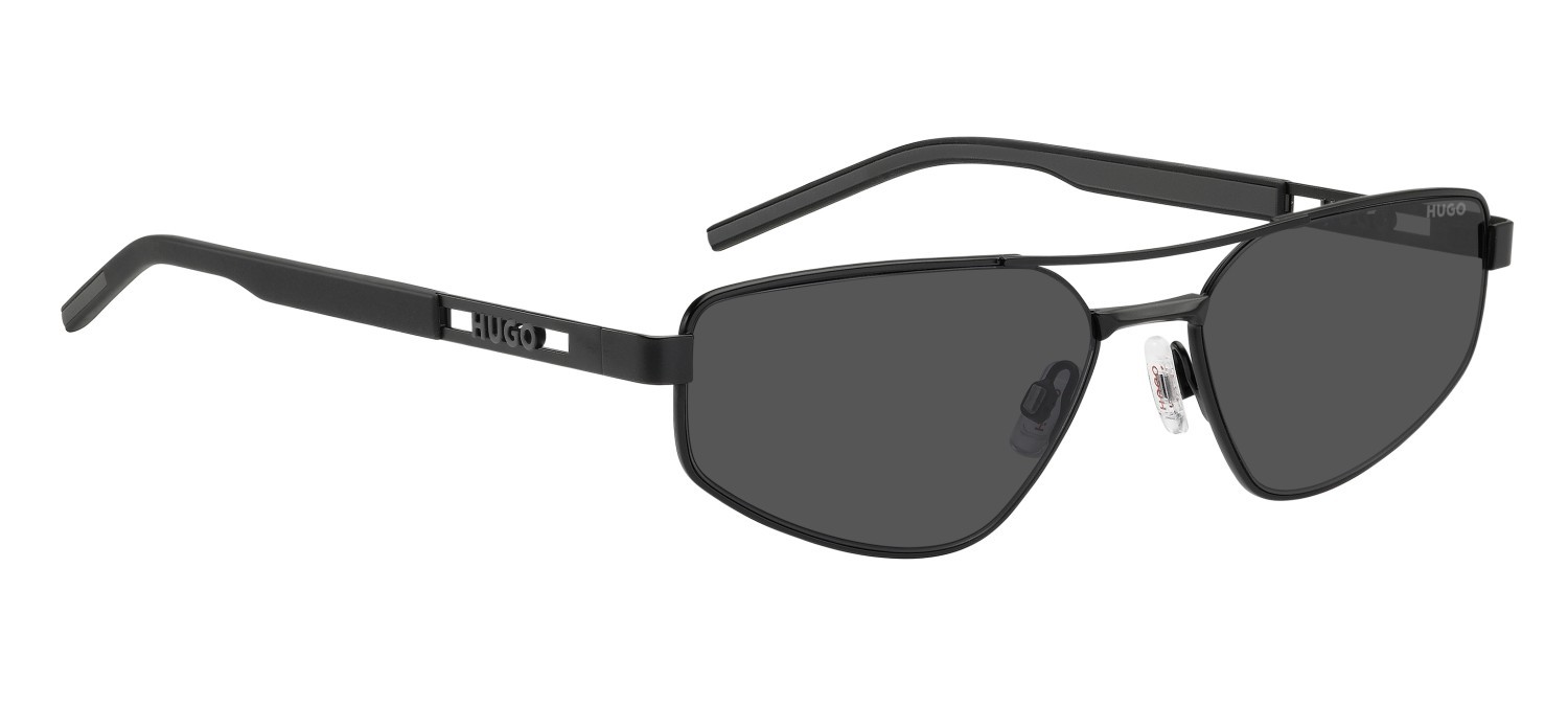 Sunglasses Hugo Hg 1414/S 208800 003 IR color matte black shape rectangle lenses grey
