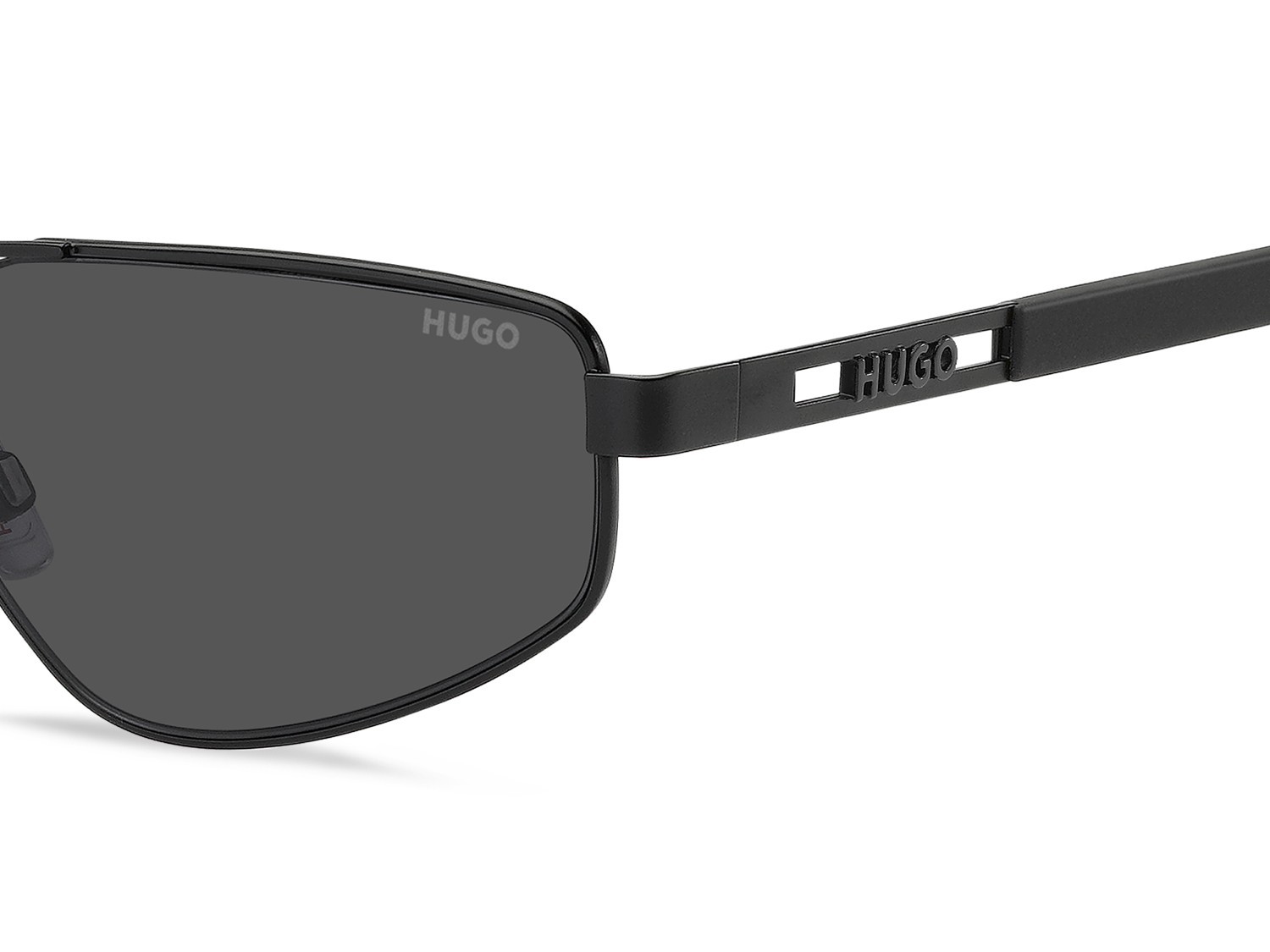 Sunglasses Hugo Hg 1414/S 208800 003 IR color matte black shape rectangle lenses grey