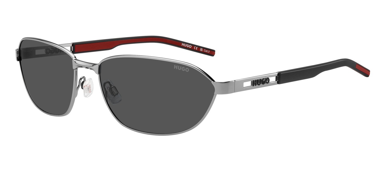 Sunglasses Hugo Hg 1413/S 208801 6LB IR color ruthenium shape rectangle lenses grey