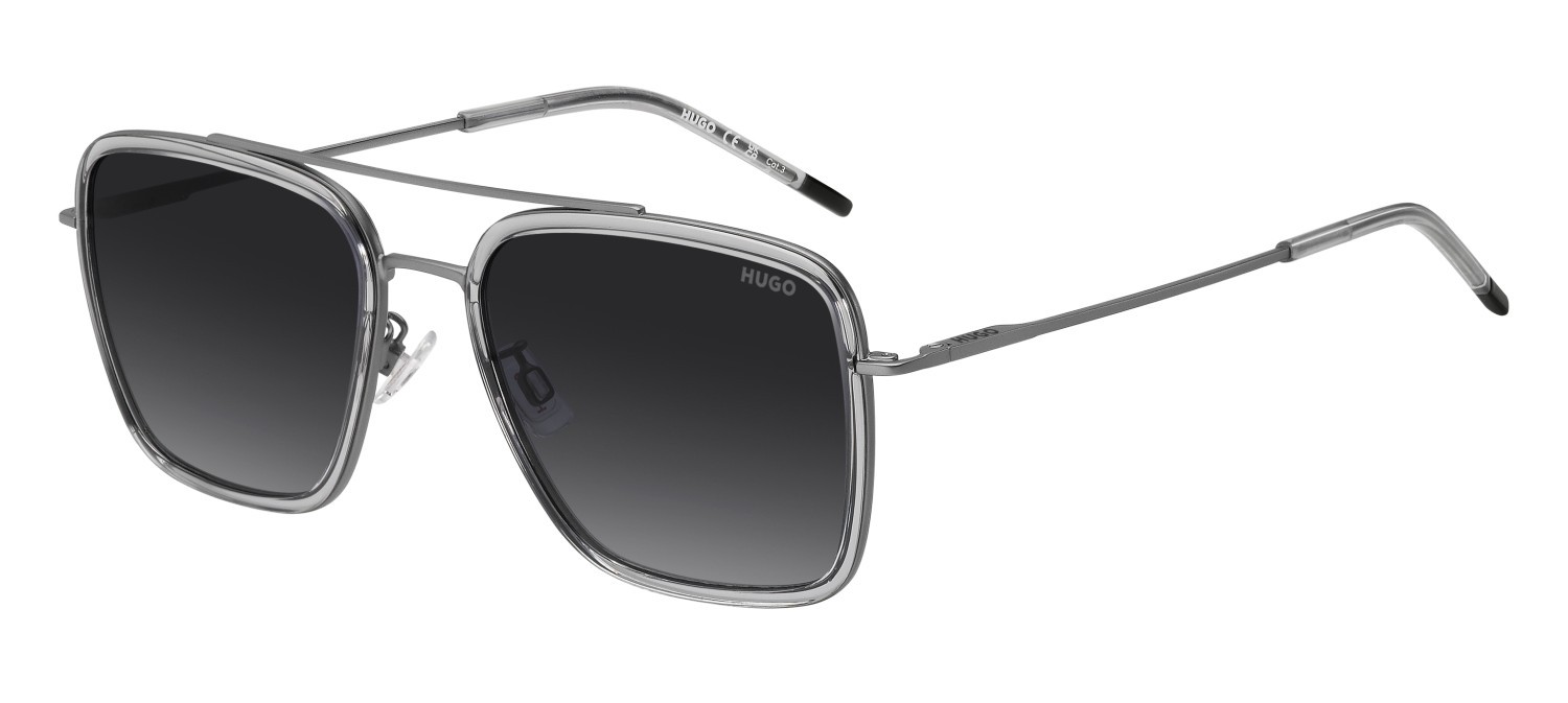 Sunglasses Hugo Hg 1404/G 208802 KAC 9O color shaded grey texture transparent gre shape square lenses dark grey shaded