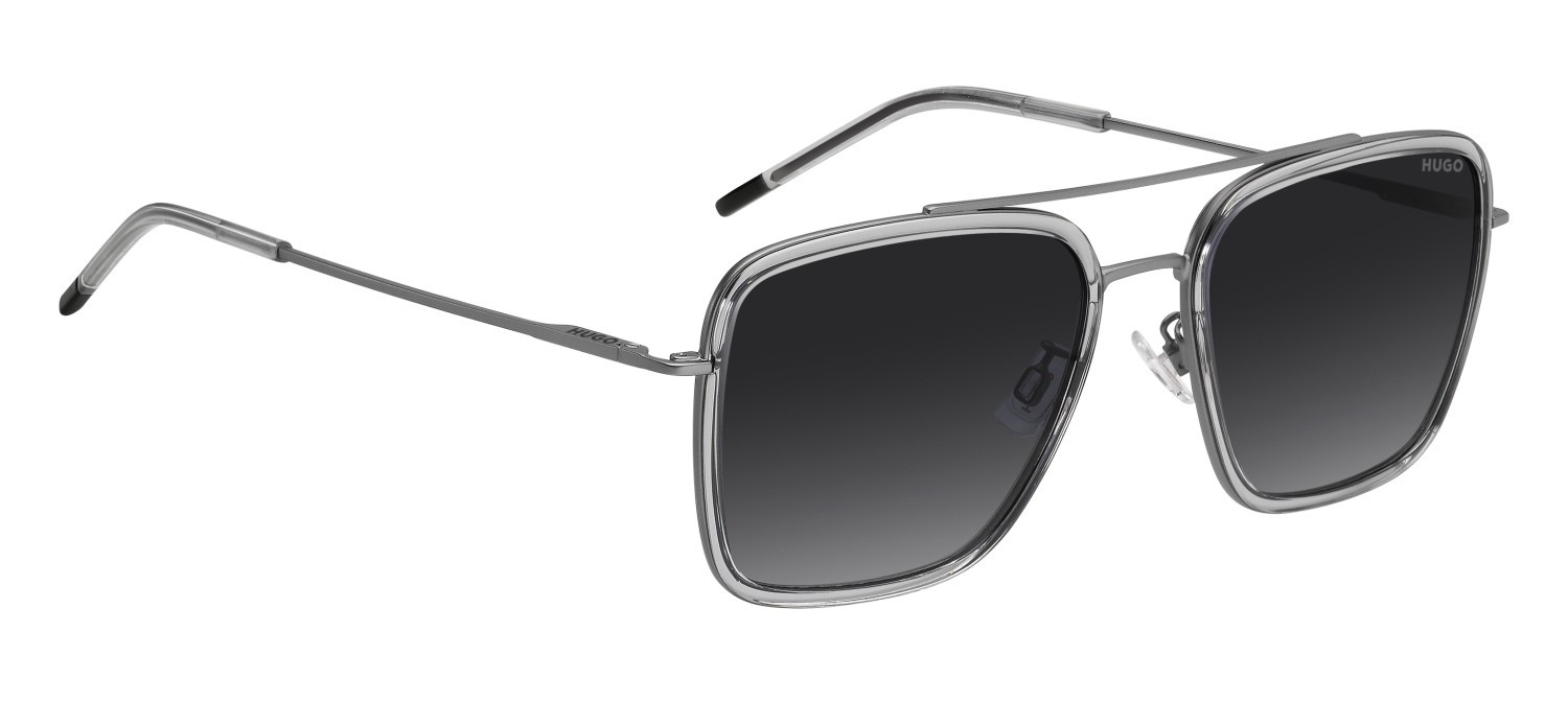 Sunglasses Hugo Hg 1404/G 208802 KAC 9O color shaded grey texture transparent gre shape square lenses dark grey shaded