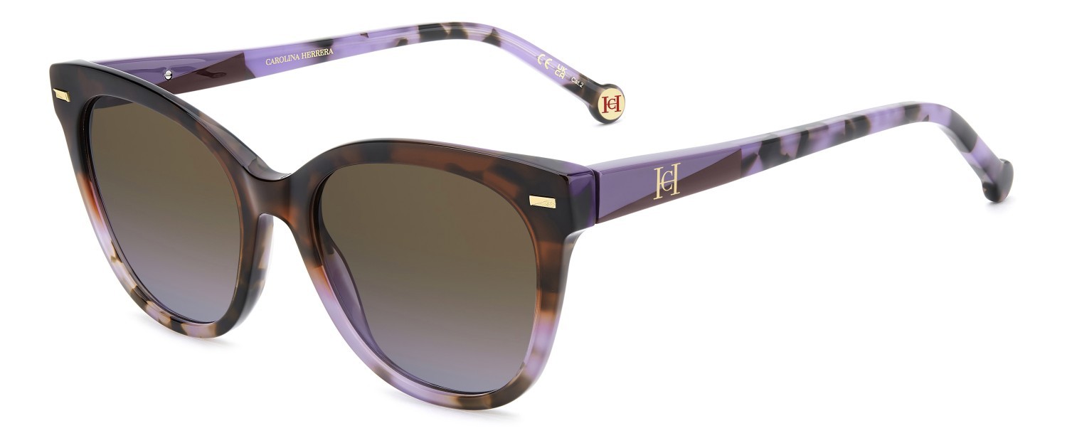 Sunglasses Carolina Herrera Her 0360/S 208807 52A QR color burgundy violet havana shape square lenses brown violet doubleshade