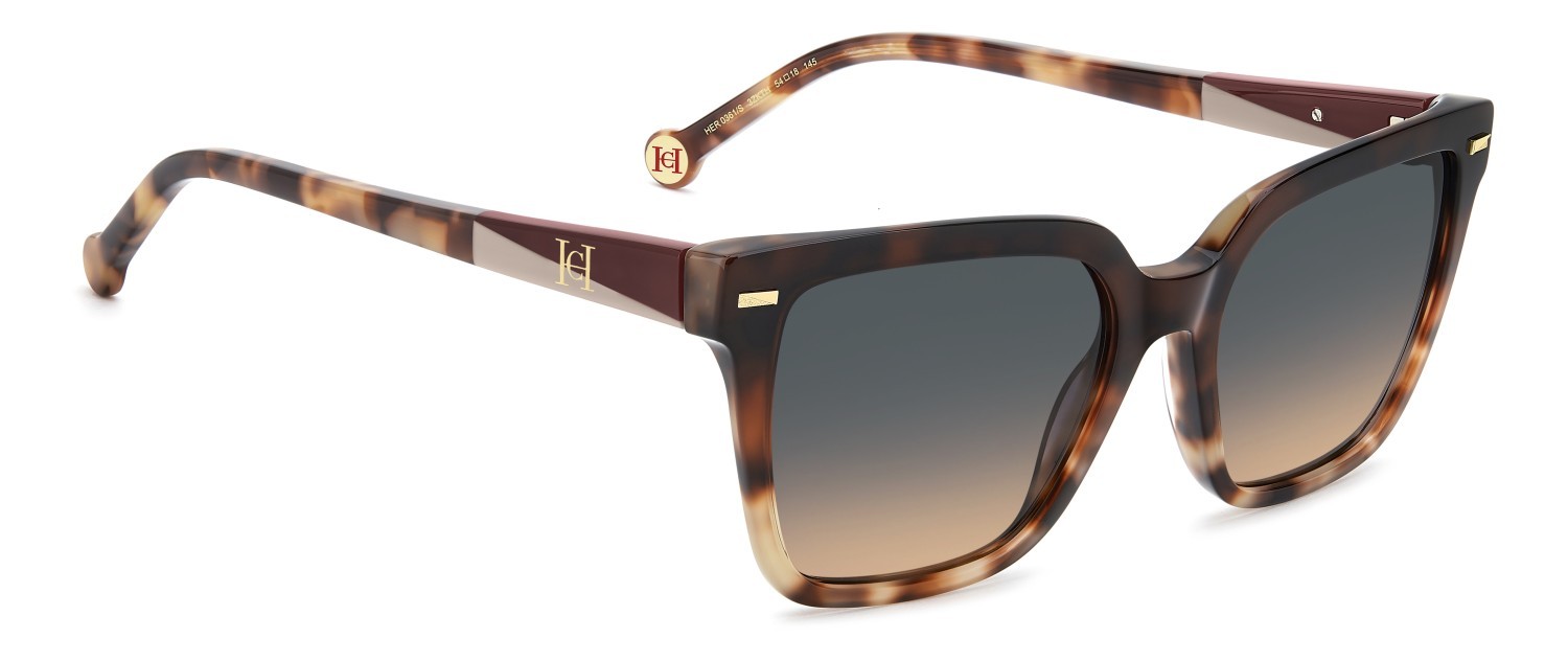 Occhiali da sole Carolina Herrera Her 0361/S 208808 3ZK TH colore burgundy havana gold forma quadrato lenti green orange doubleshade