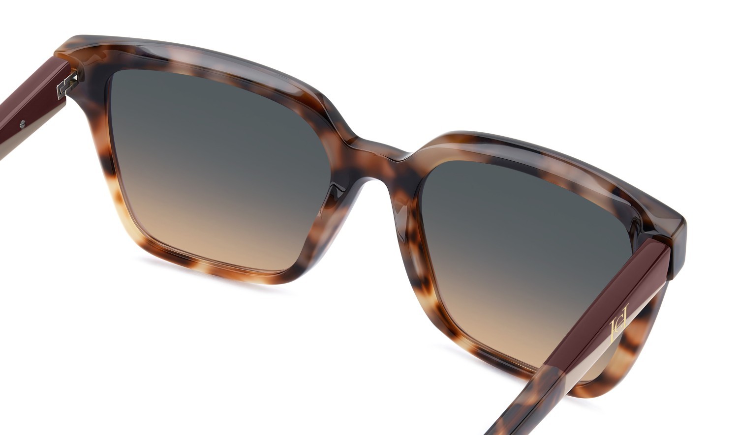 Occhiali da sole Carolina Herrera Her 0361/S 208808 3ZK TH colore burgundy havana gold forma quadrato lenti green orange doubleshade