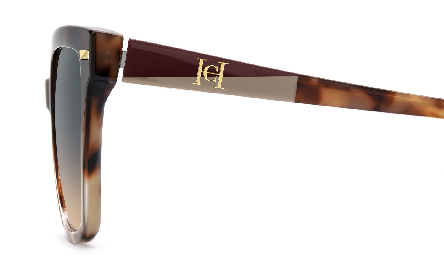 Occhiali da sole Carolina Herrera Her 0361/S 208808 3ZK TH colore burgundy havana gold forma quadrato lenti green orange doubleshade