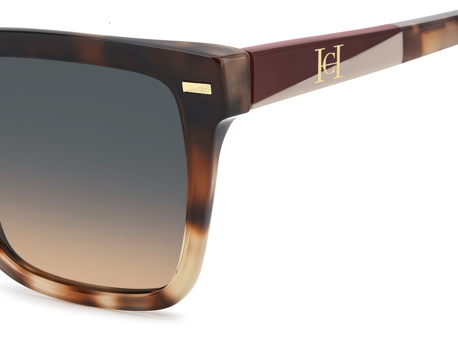 Occhiali da sole Carolina Herrera Her 0361/S 208808 3ZK TH colore burgundy havana gold forma quadrato lenti green orange doubleshade